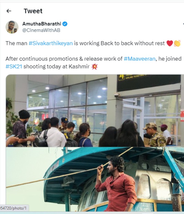 Actor Sivakarthikeyan Joined again SK21 movie shooting in Kashmir after the release of Maaveeran Actor Sivakarthikeyan Joined again SK21 movie shooting in Kashmir after the release of Maaveeran