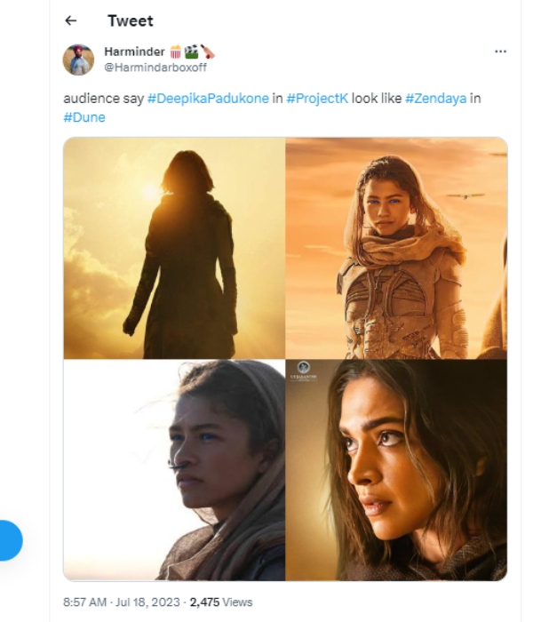 Did Project K Deepika Padukone first look copied from Dune Zendaya look? 