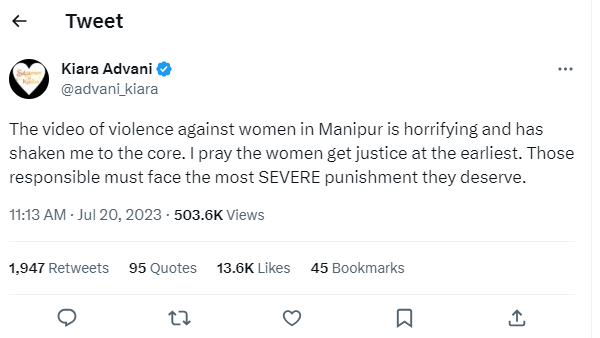 Manipur violence: Akshay Kumar to Kiara Advani raises their voice over the naked parade 