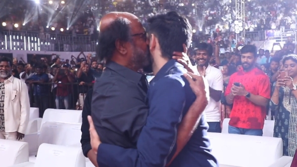 Rajinikanth kisses Anirudh at Jailer Audio Launch