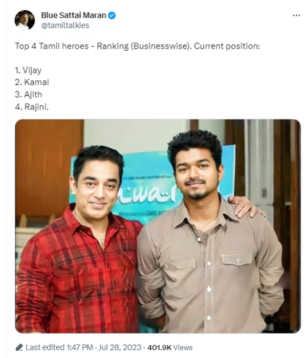 Blue Sattai Maran trolls Rajinikanth with a Soup Star comment