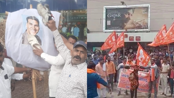 An effigy of Akshay Kumar was burnt in protest against the film OMG 2 An effigy of Akshay Kumar was burnt in protest against the film OMG 2