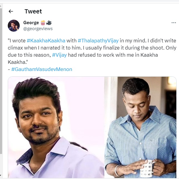 Actor Vijay Rejects Kaakha kaakha movie first because of this reason