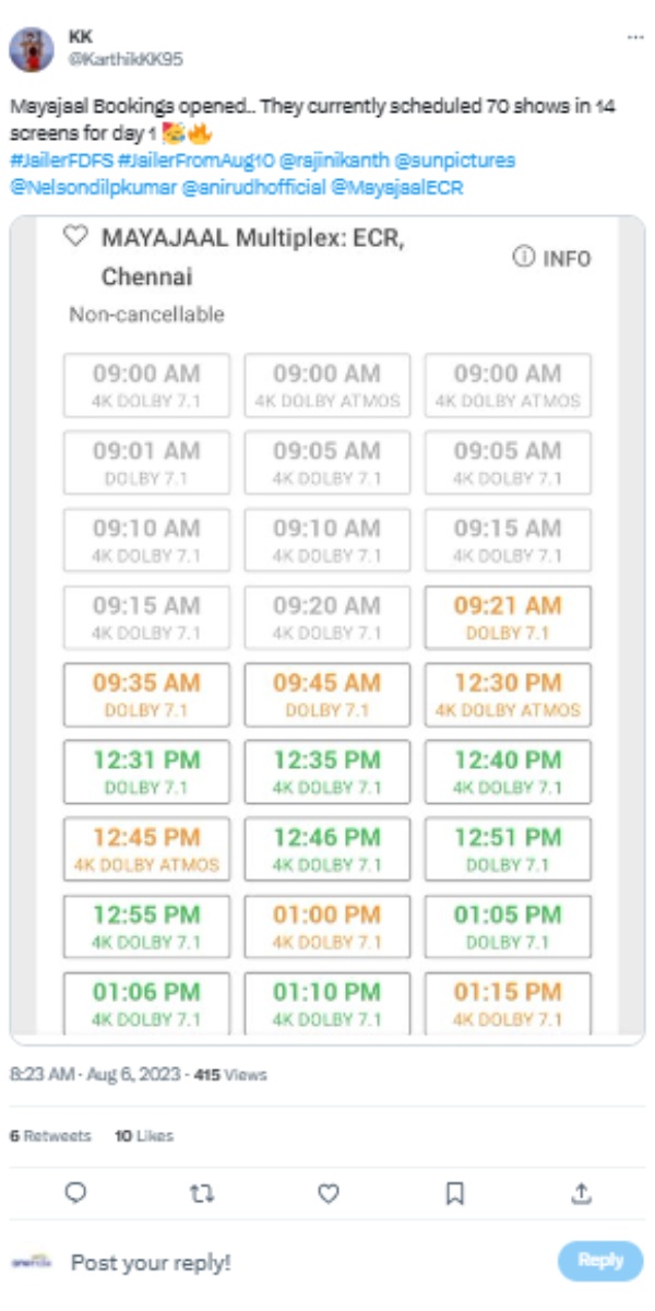 Rajinikanths Jailer Ticket booking starts and several shows getting houseful soon Rajinikanths Jailer Ticket booking starts and several shows getting houseful soon