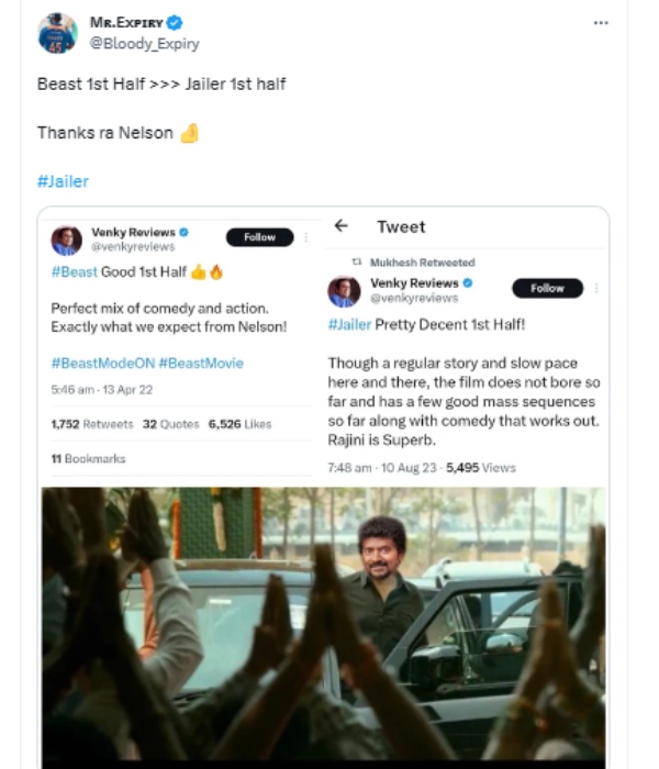 Super star Rajinikanth’s ‘Jailer’ Movie Twitter review in tamil