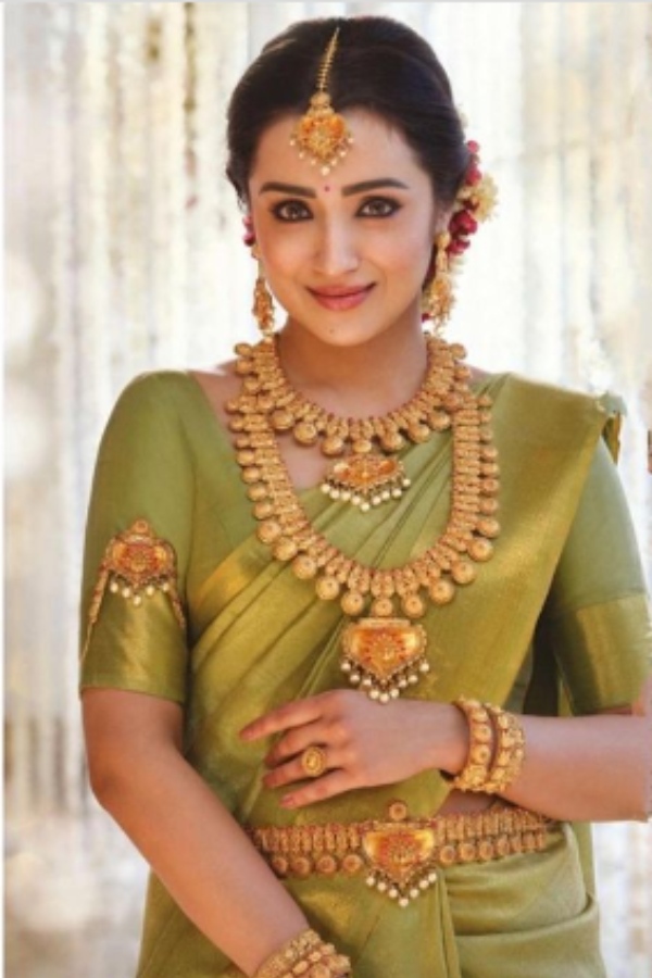 Actress Trisha shares new stills in her Instagram page in wedding pose