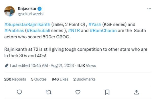  Jailer Box Office: Rajinis Jailer has collected 500 crores worldwide Box Office 