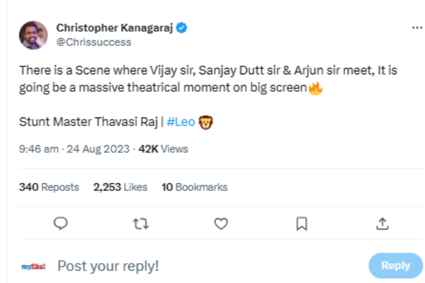  Leo: Vijay, Sanjay Dutt, Arjun is Going To Be A Theatrical Moment in Leo film