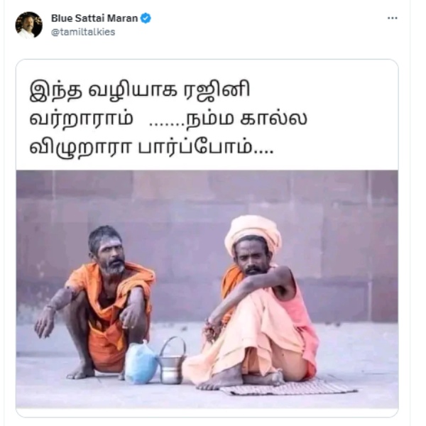 Director Blue sattai marans new post about Rajini makes his fans angry