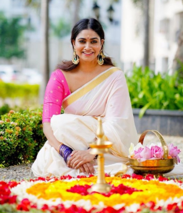 Shivani narayanan and dharsha gupta and other tamil stars observe onam festivities