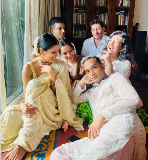 Malavika Mohanan celebrates Mega Onam feast with her boy besties