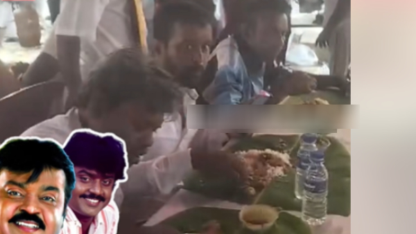 Chicken, mutton biryani for volunteers by Captain Vijayakanth birthday party 
