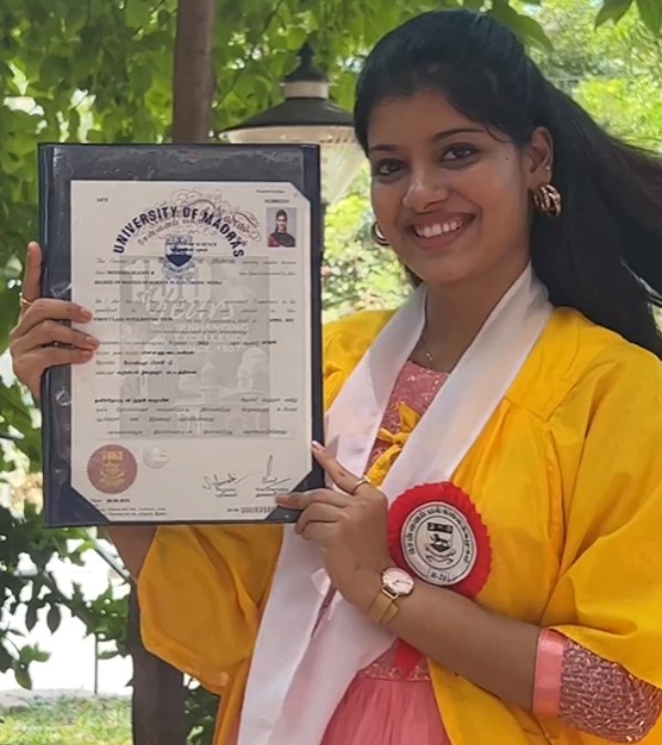 Vijay tv cook with comali fame monisha got first rank in university of madras