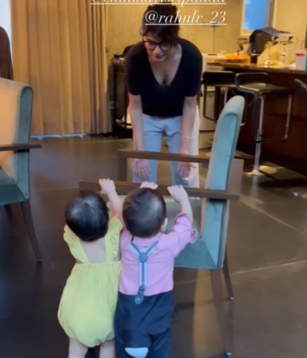 A cute video of Samantha playing with singer Chinmayis two kids is trending on the internet 