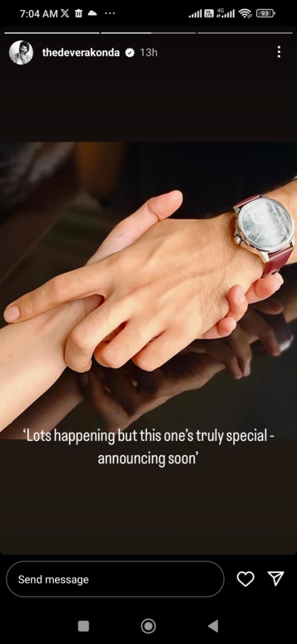 Actor Vijay Devarakonda has shared a photo with his girlfriend on his Instagram page 