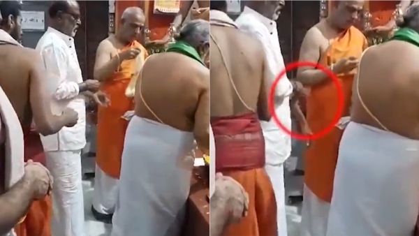 Rajini: Rajini giving money in style at the temple is trending Rajini: Rajini giving money in style at the temple is trending