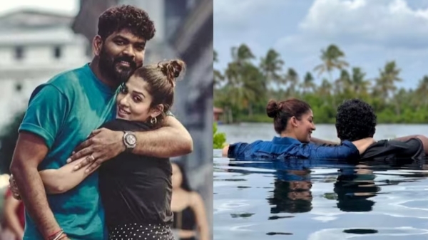 A picture of Vignesh Shivan and Nayanthara in a swimming pool is trending on the internet 