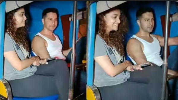 A video of Keerthy Suresh and Varun Dhawan auto ride is trending. 