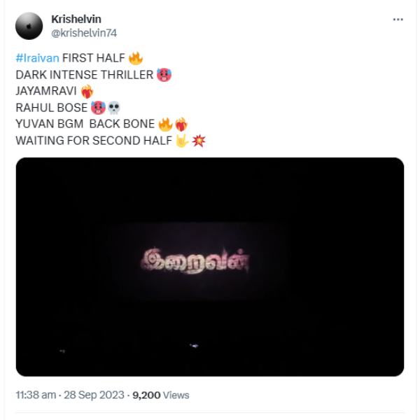 Jayam Ravi and Nayanthara starrer Iraivan Movie Twitter Review in Tamil