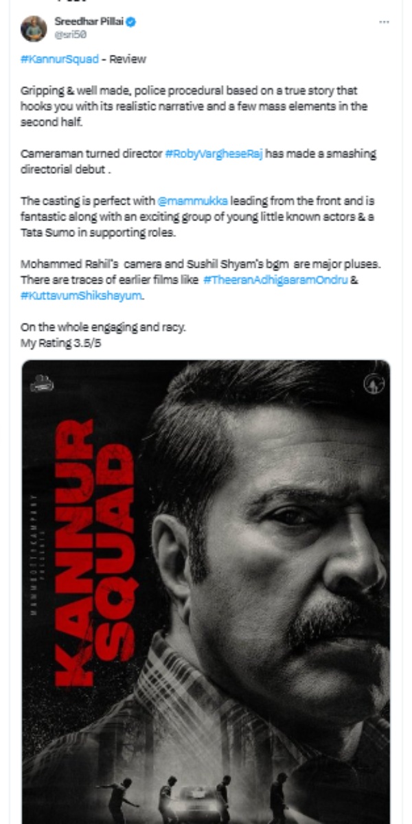  Kannur Squad Twitter Review: Mammootty starrer Kannu Squad film Twitter Review 