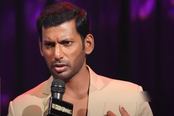 Vishal gets emotional over heard about Marimuthu demise at the Mark Antony promotion meet