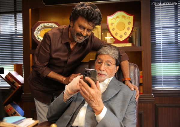 A photo of Rajinikanth and Amitabh Bachchan on the shooting spot of Thalaivar 170 A photo of Rajinikanth and Amitabh Bachchan on the shooting spot of Thalaivar 170