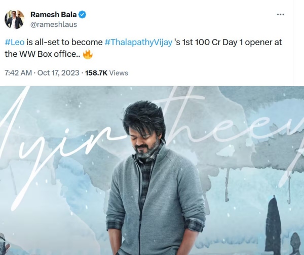 Vijays Leo will enter 100 crore club at Day 1 Box Office