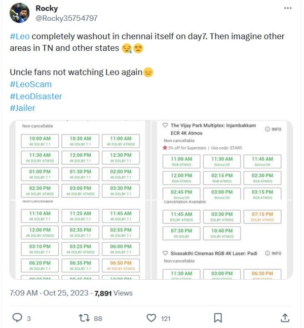  Leo Disaster: Leo completely washout in Chennai itself on day 7