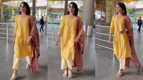 Actress Samantha spotted in Mumbai airport with new look