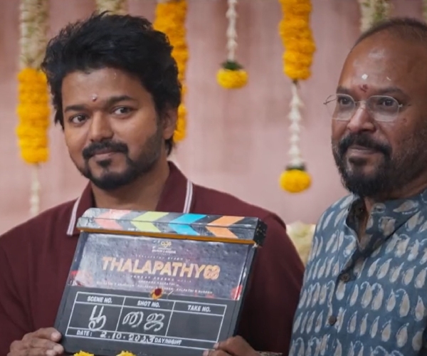 Actor Vijays Thalapathy 68 movie pooja video released and the Look of Vijay makes fans more happy