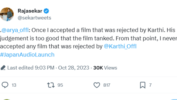  Arya on Karthi: Arya says he never accepted any film that was rejected by Karthi