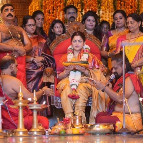 Actress and politician Kushboo shared photos of her performing Naari Pooja at Vishnumaya Temple Actress and politician Kushboo shared photos of her performing Naari Pooja at Vishnumaya Temple