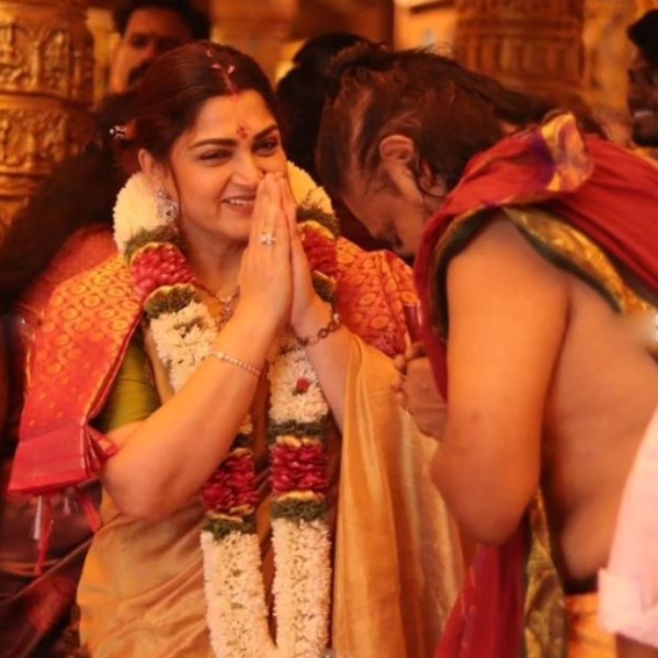 Actress and politician Kushboo shared photos of her performing Naari Pooja at Vishnumaya Temple Actress and politician Kushboo shared photos of her performing Naari Pooja at Vishnumaya Temple