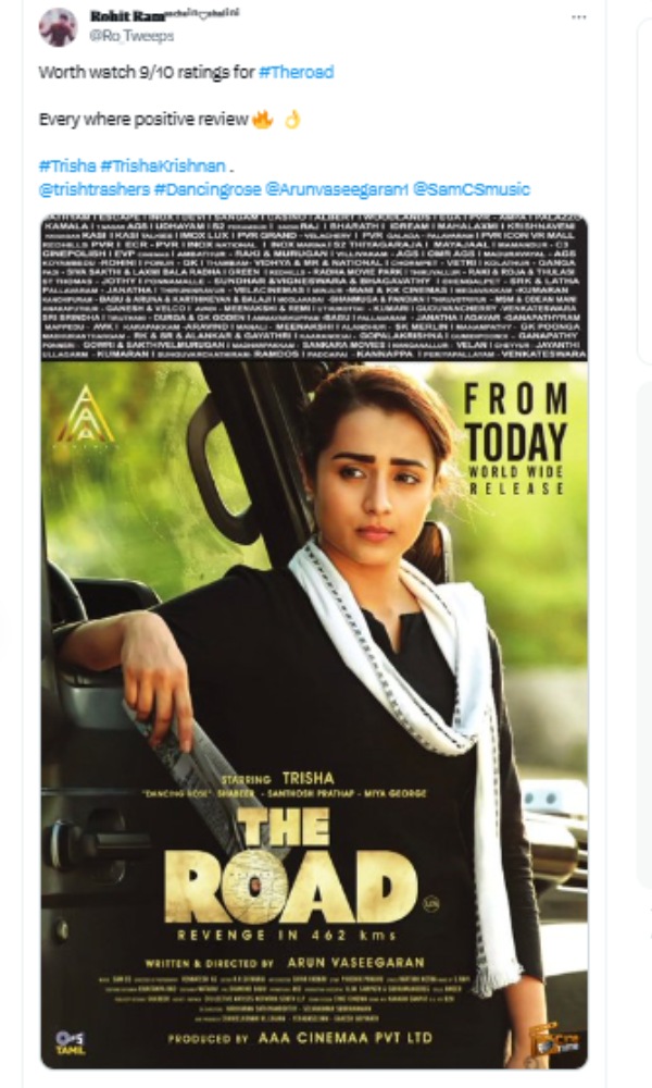 Trishas The Road Twitter Review in Tamil is here