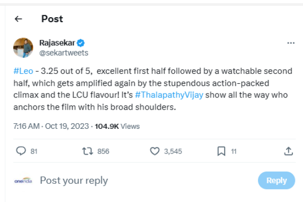 Vijays Leo getting negative reviews after second half lags too much