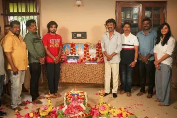A preacher blessed Rajini with a photo of Murugan on the set of Thalaivar 170 A preacher blessed Rajini with a photo of Murugan on the set of Thalaivar 170