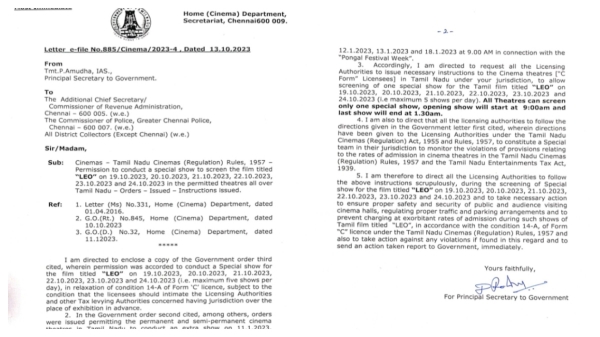  Leo: Vijays Leo FDFS can start only at 9:00 AM in TamilNadu 