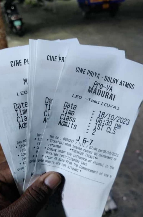 Popular Theater alerts Vijays Leo movie fake tickets circulated with proof Popular Theater alerts Vijays Leo movie fake tickets circulated with proof