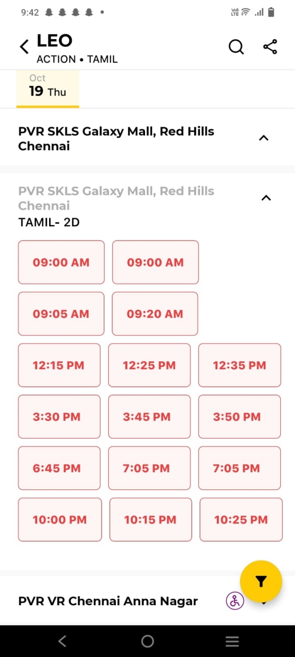 Leo Day 1 all shows housefull at PVR and Book My Shows app