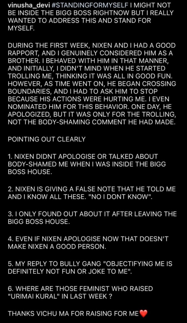 Bigg Boss Tamil 7: Vinusha slams Nixen and mention he is such a bad guy