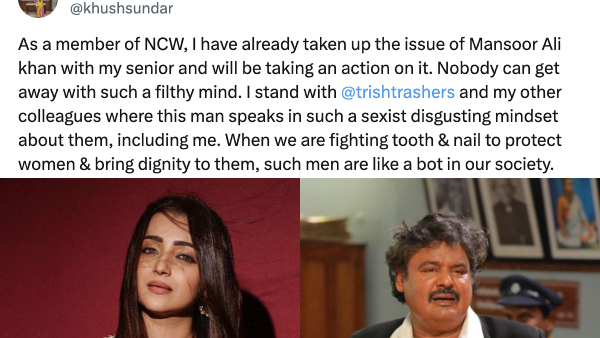 Khushbu condemns Mansoor Ali Khans vulgar speech about Trisha 