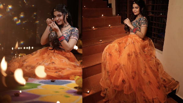 Dharsha Gupta celebrates Karthigai Deepam and shares super stills