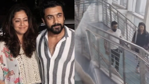 Actor Suriya with his wife Jyothika starts his journey to Mumbai for rest