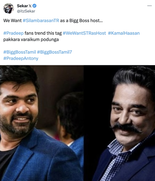 Bigg Boss Tamil 7: Pradeep Antony fans wants Simbu to host the show instead of Kamal Haasan