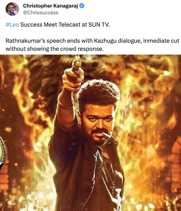 Leo Success Meet: Sun TV edited Rathna Kumar speech at the Leo Success Meet