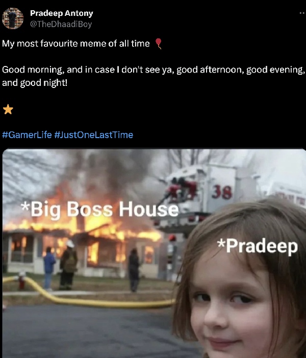 Pradeep Antony Shares a Meme About Bigg Boss 7 House 