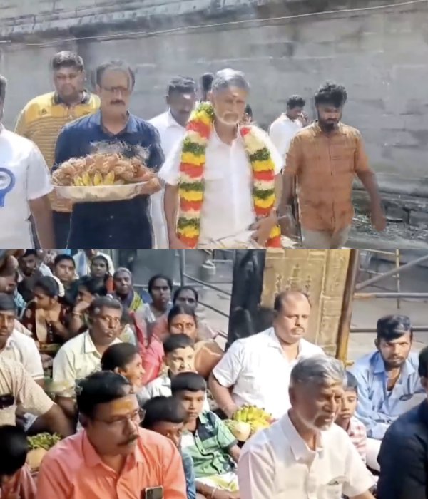 SA Chandrasekar visit Tiruchi Sivan Temple and done a special pooja with Vijays horoscope SA Chandrasekar visit Tiruchi Sivan Temple and done a special pooja with Vijays horoscope