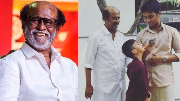 Actor Rajinikanth celebrates Diwali with his grand sons