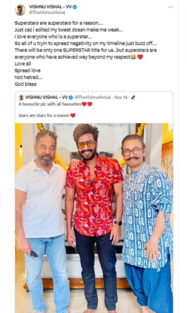 Lal Salaam actor Vishnu Vishal clearly gives his explain about Superstar caption controversy