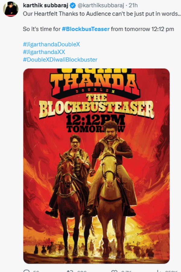 Director Karthik Subbarajs Jigarthanda XX movie collects more than 60 crores worldwide